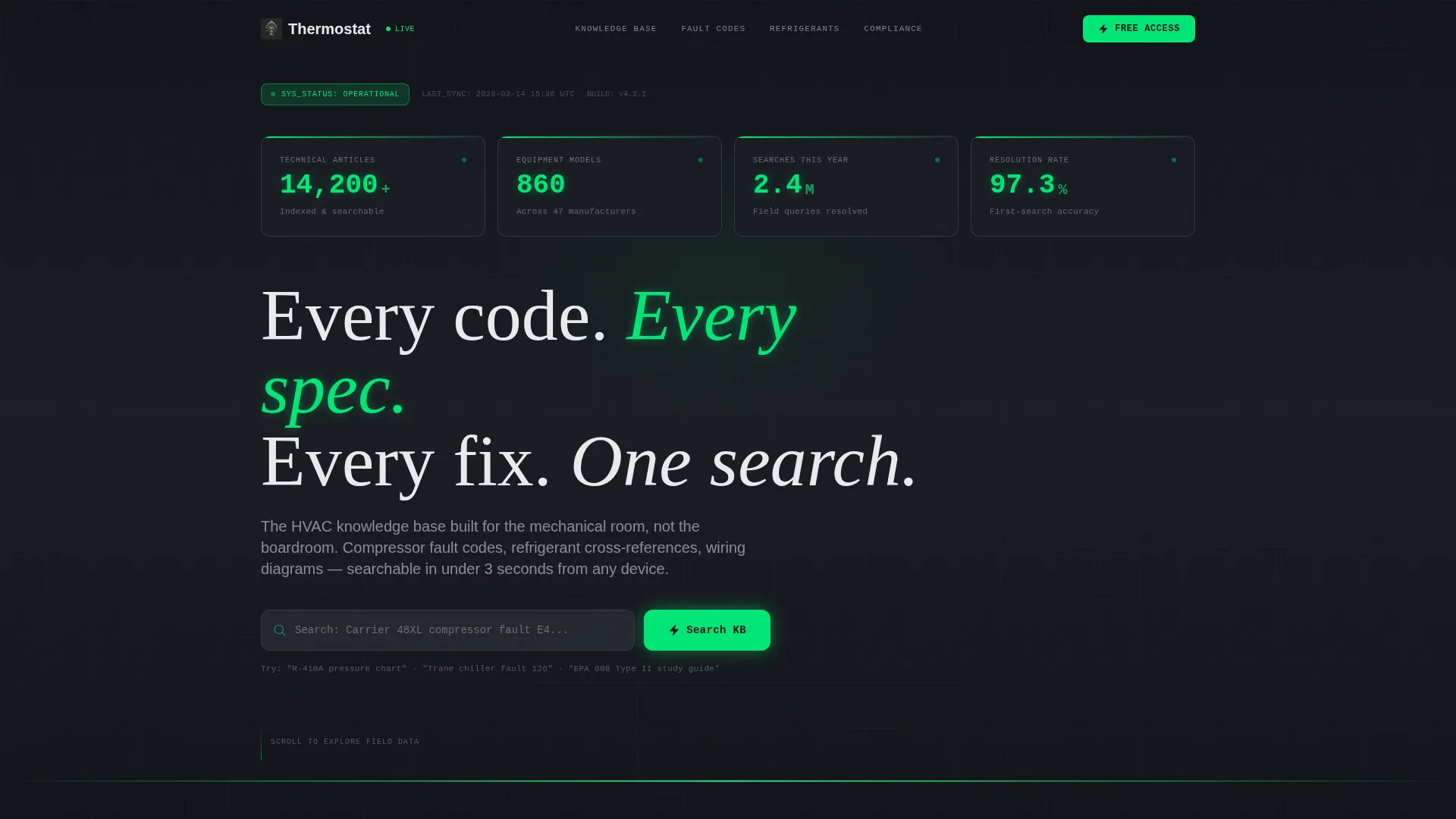 HVAC Knowledge Base Landing Page Template