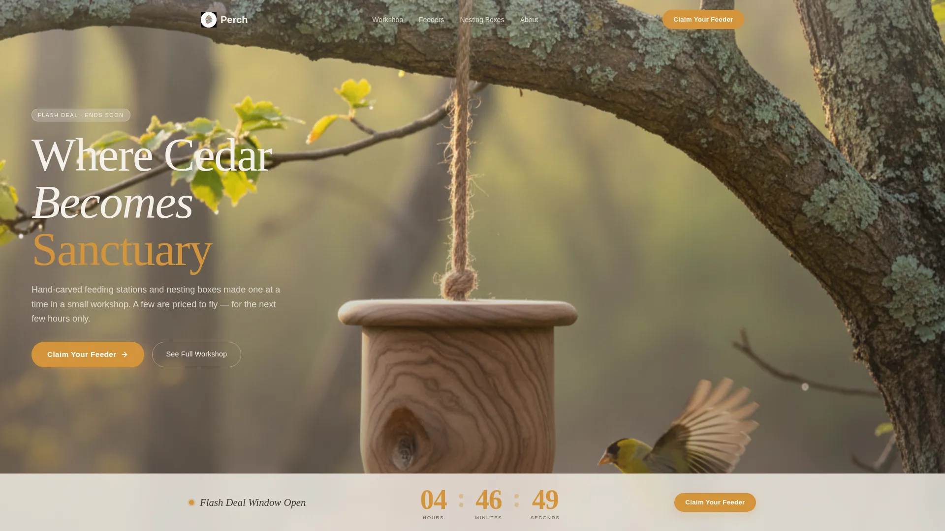 Artisan Bird Feeder & Birdhouse Flash Deal Landing Page