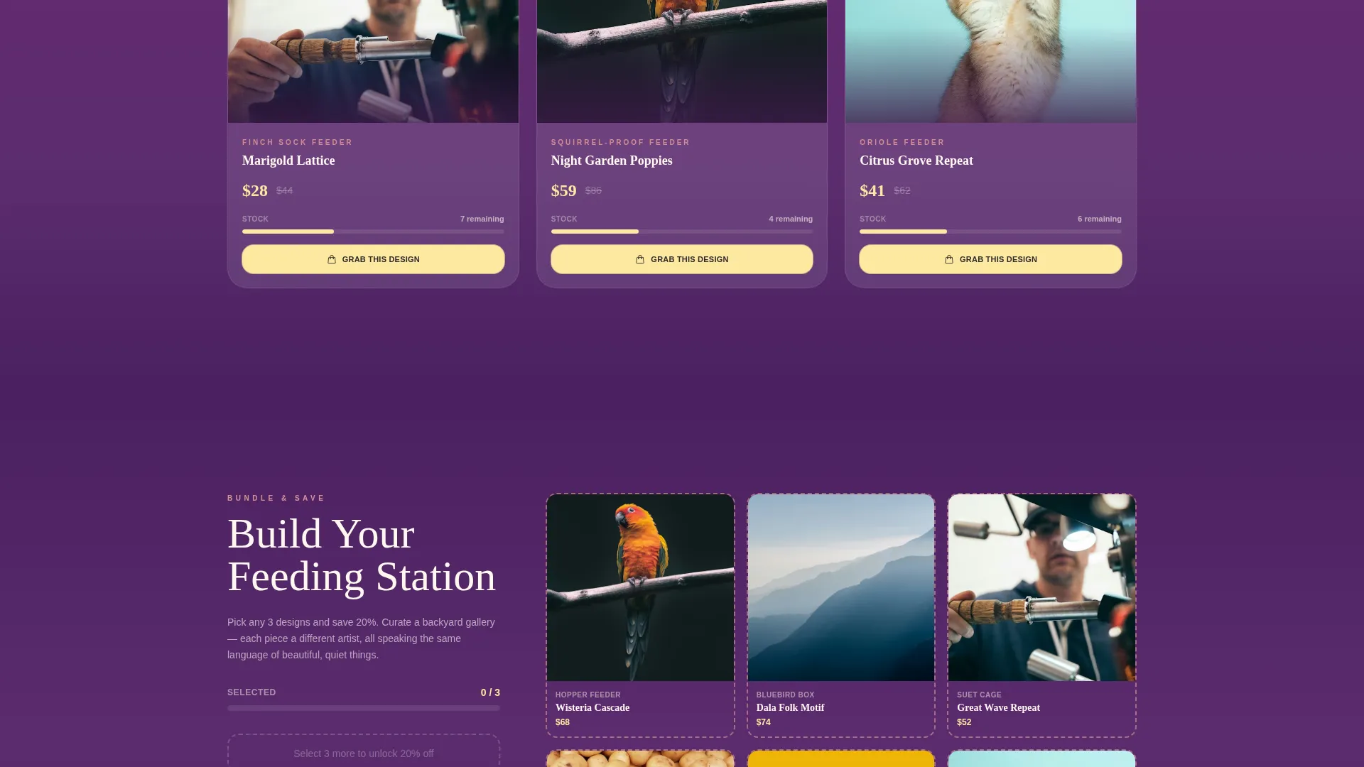 Bird Feeder Store Landing Page Template