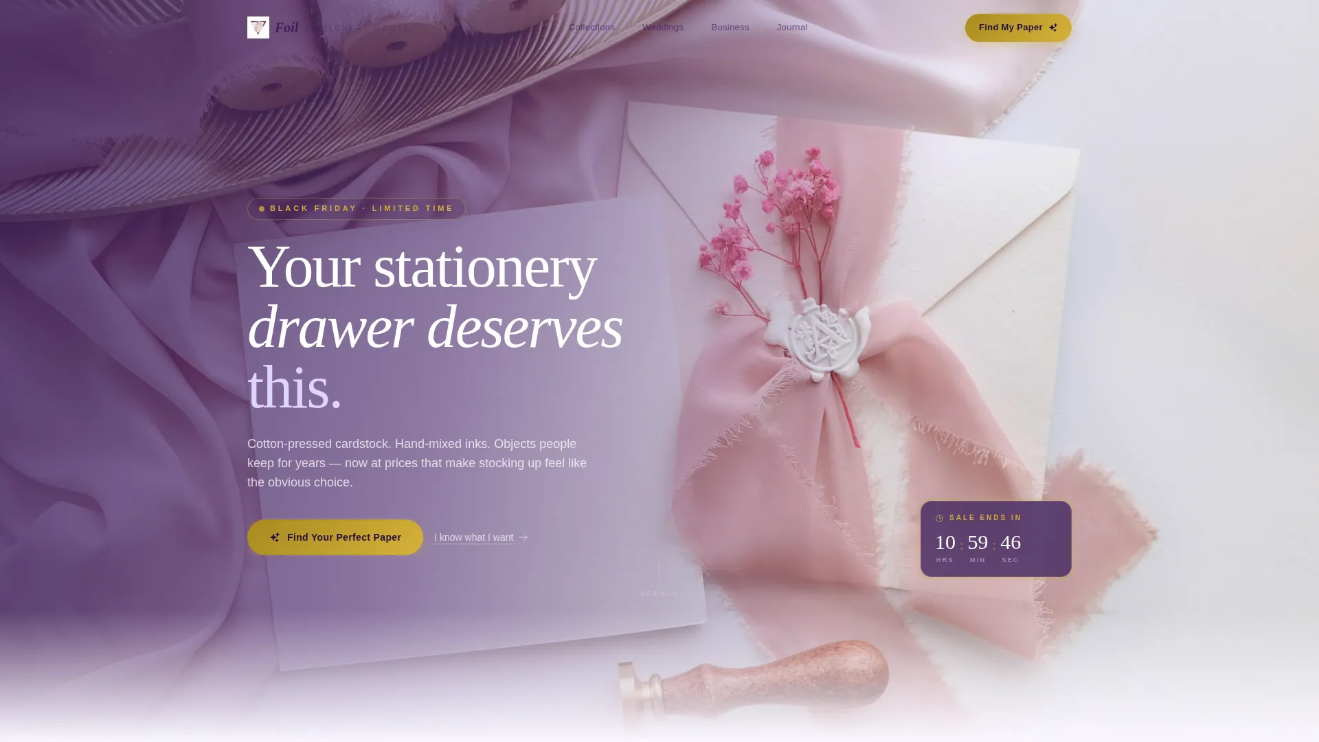 Elegant Black Friday Stationery Landing Page Template