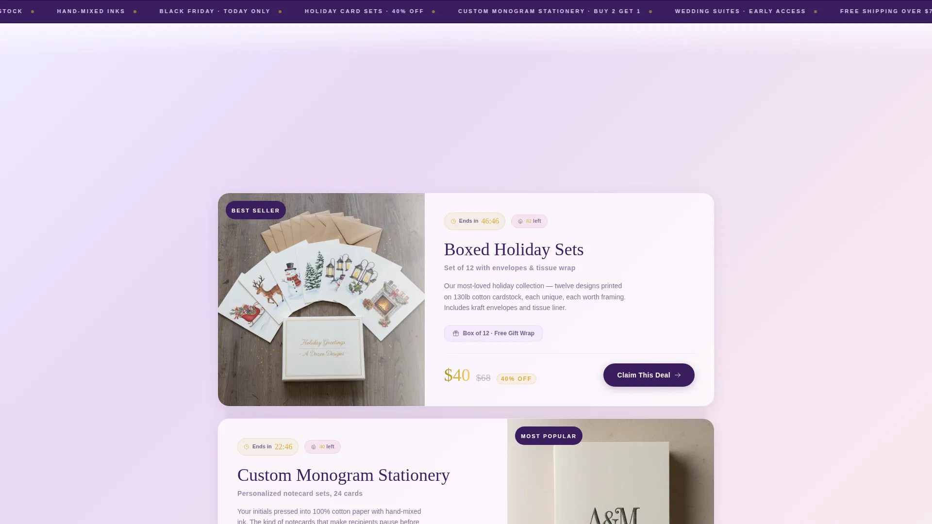 Elegant Black Friday Stationery Landing Page Template
