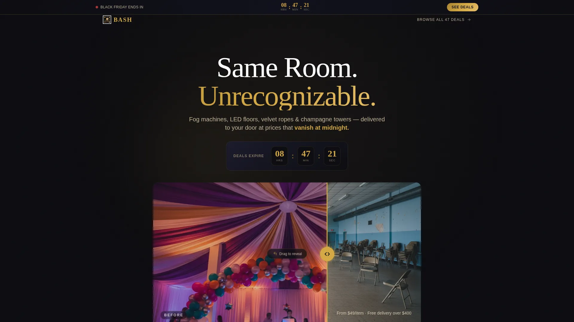 Black Friday Party Rental Landing Page Template
