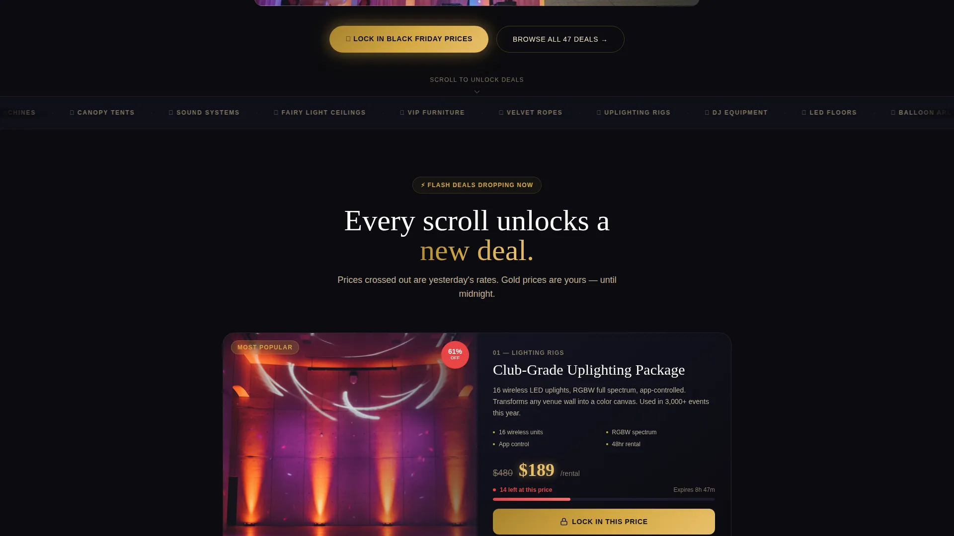 Black Friday Party Rental Landing Page Template