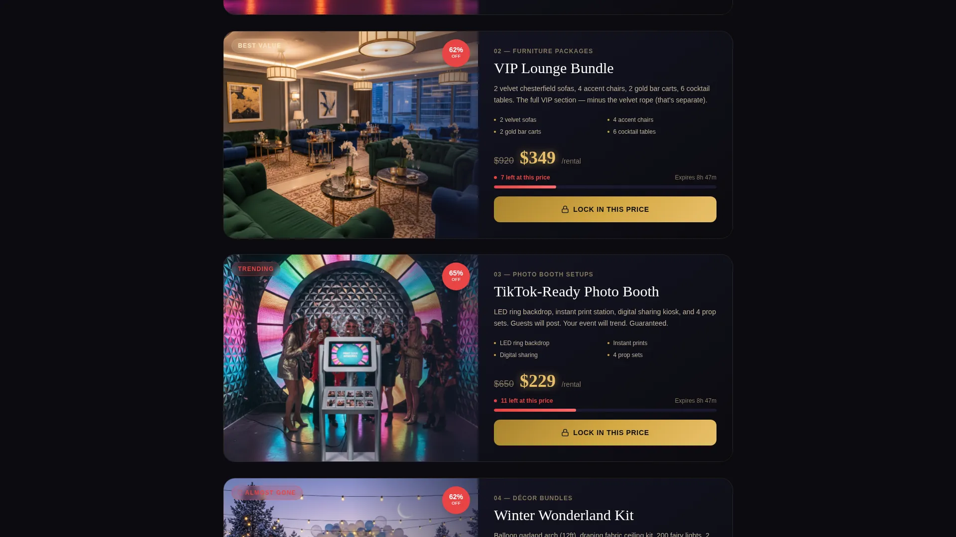 Black Friday Party Rental Landing Page Template