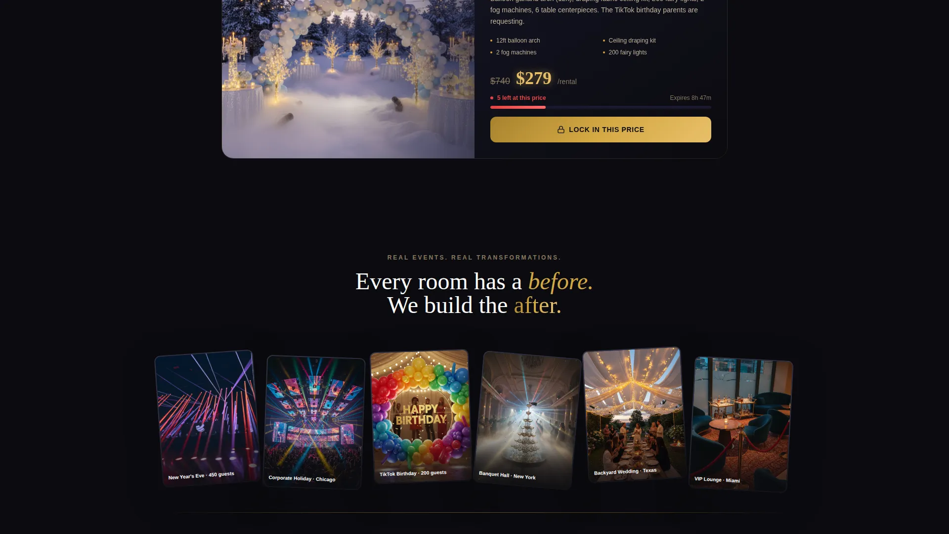 Black Friday Party Rental Landing Page Template