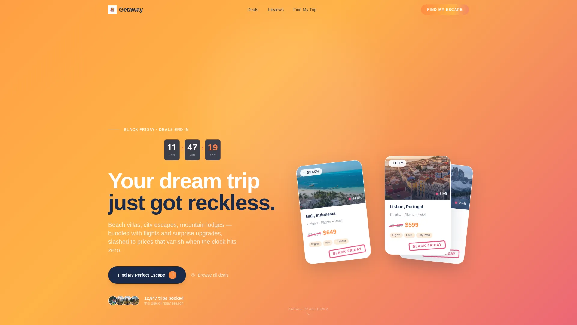 Black Friday Travel Deal Landing Page Template
