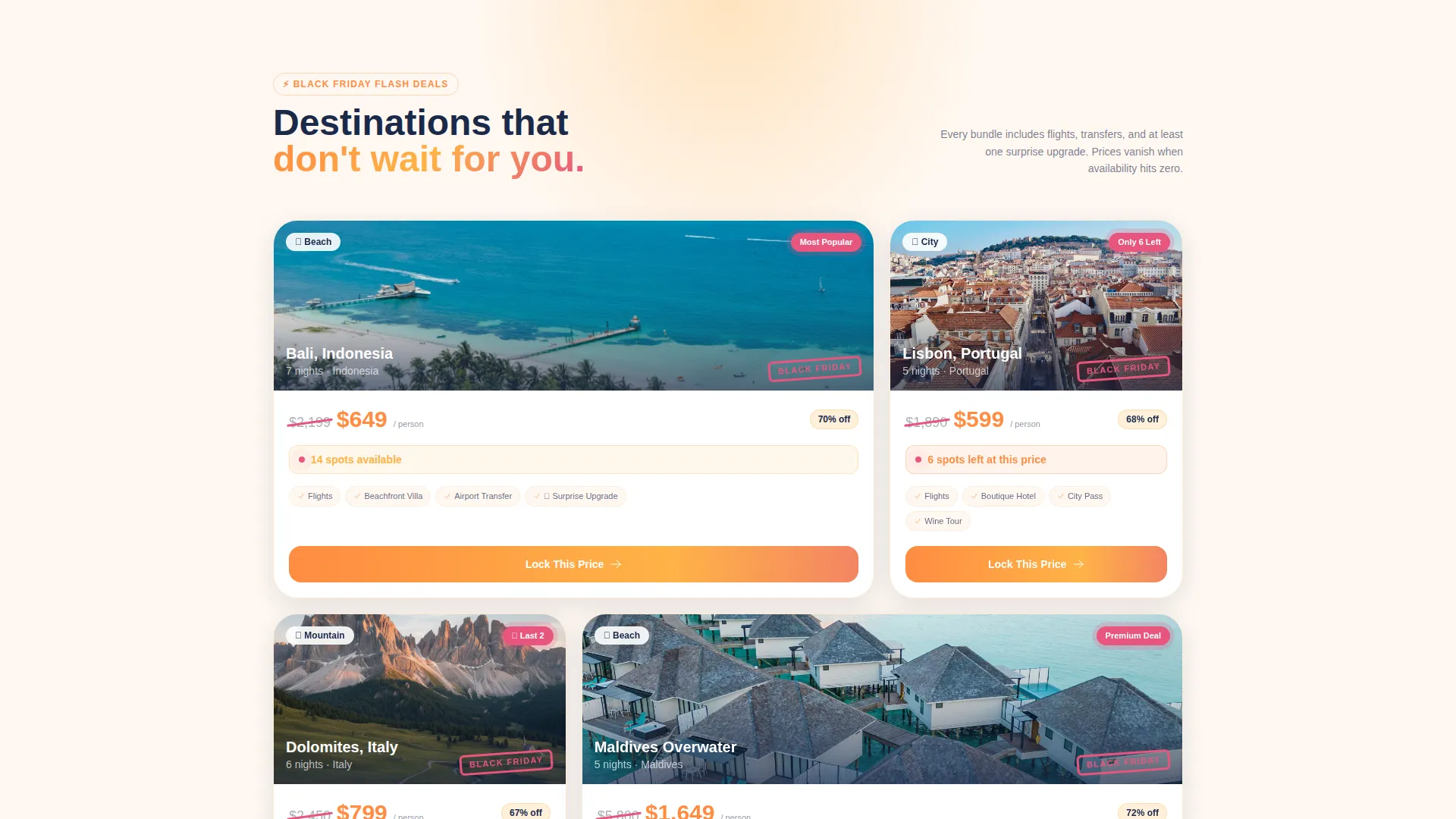 Black Friday Travel Deal Landing Page Template