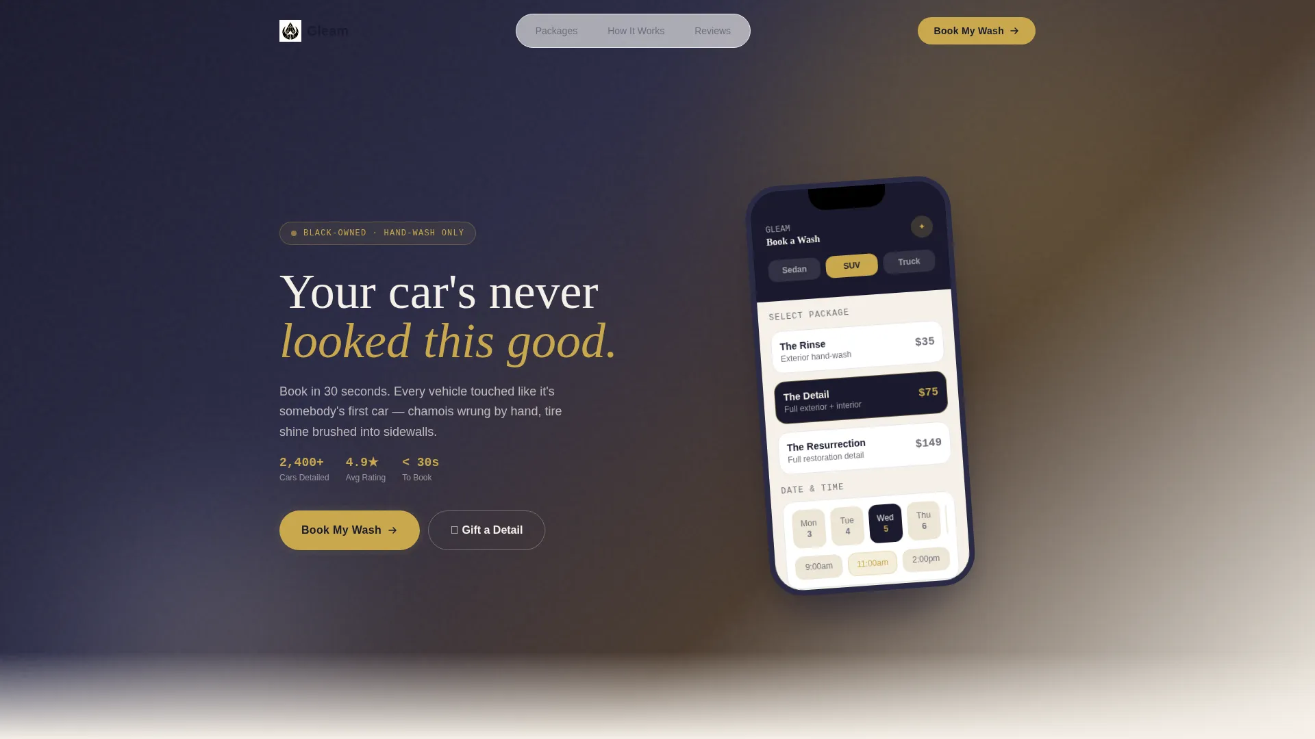 Car Detailing Landing Page Template for Black-Owned Businesses