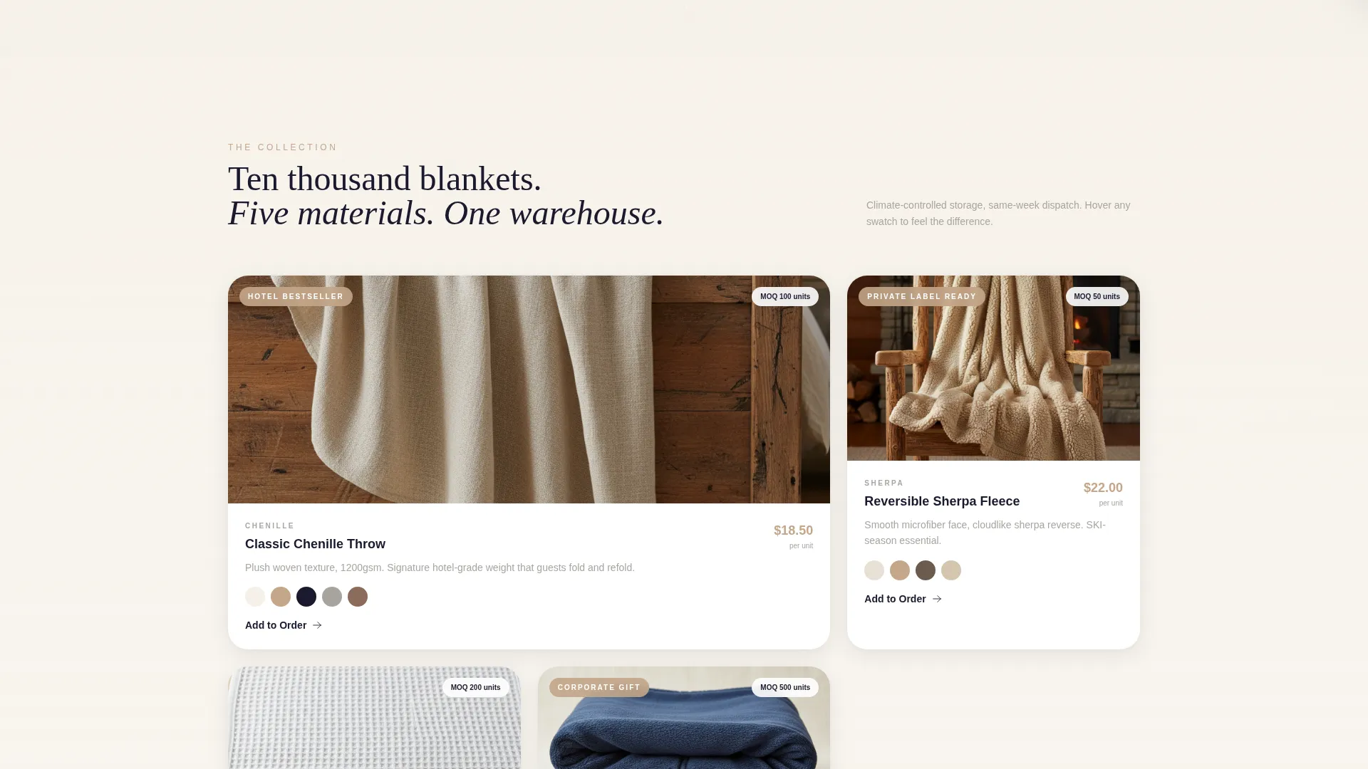 Wholesale Blankets & Throws Landing Page Template