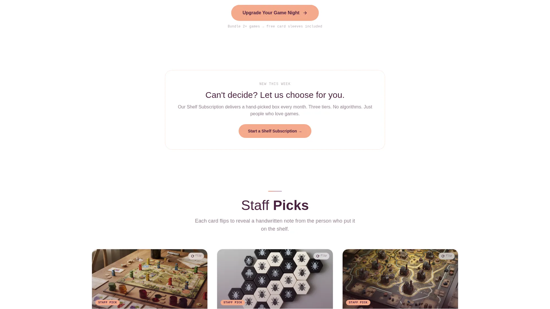 Board Game Store Gallery & Detail Landing Page