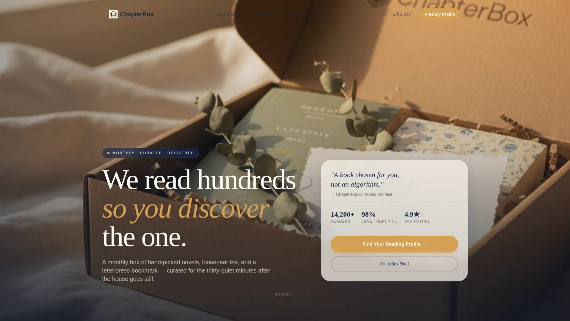 Bento Grid Book Subscription Box Landing Page