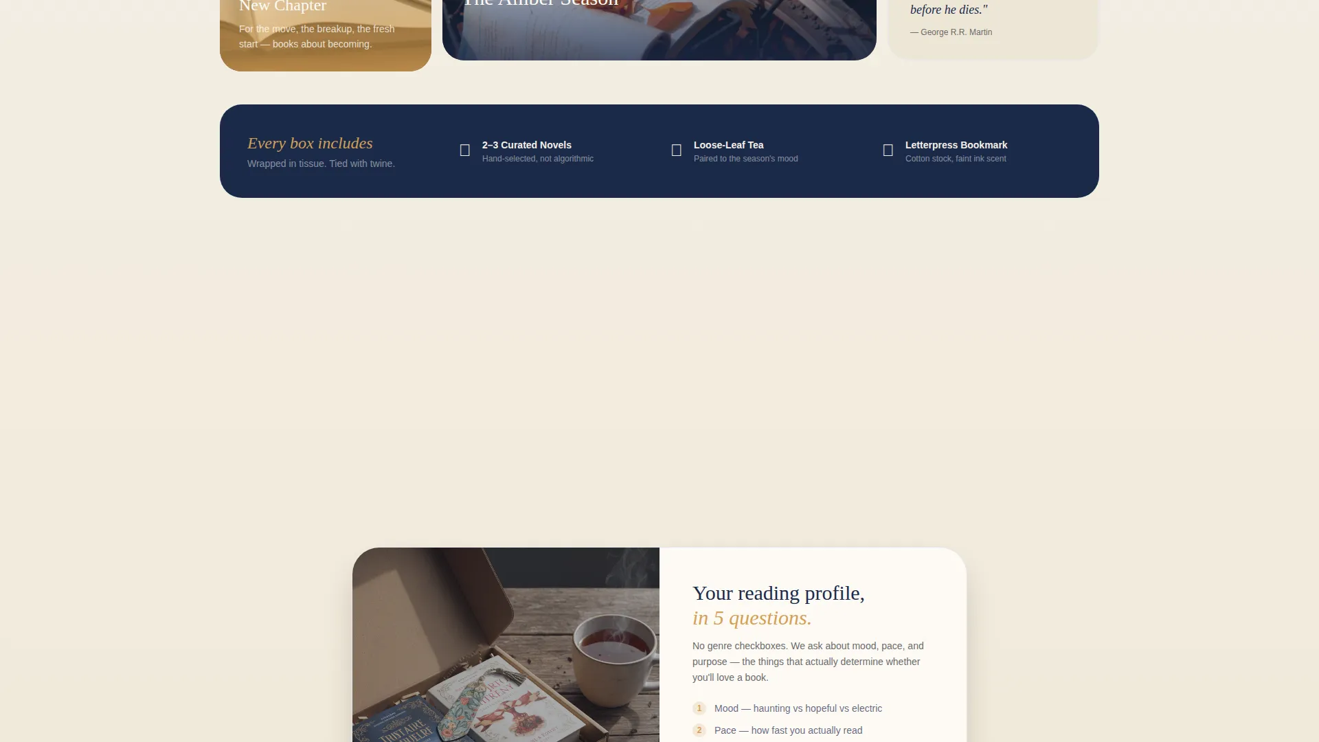 Bento Grid Book Subscription Box Landing Page