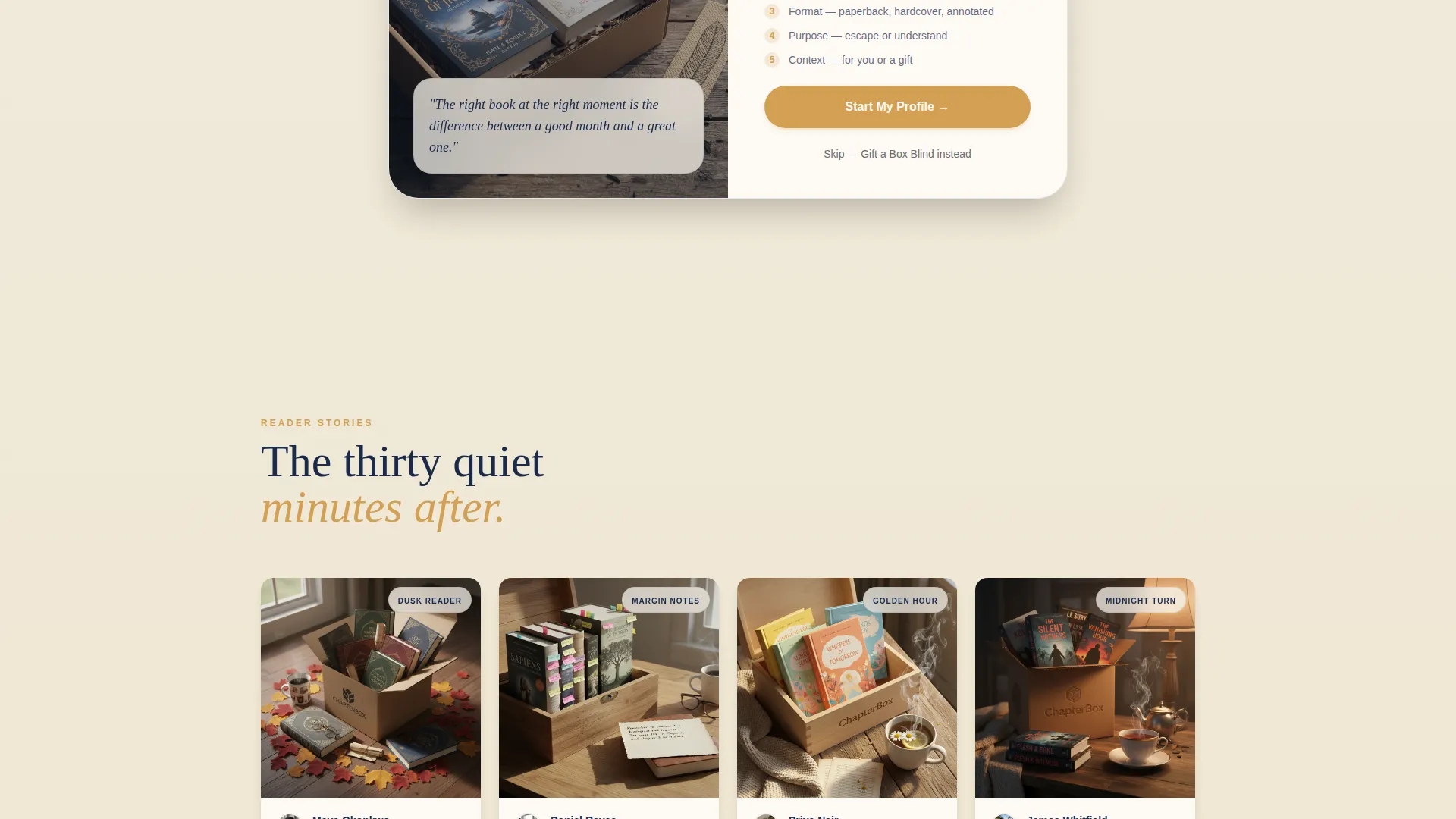 Bento Grid Book Subscription Box Landing Page