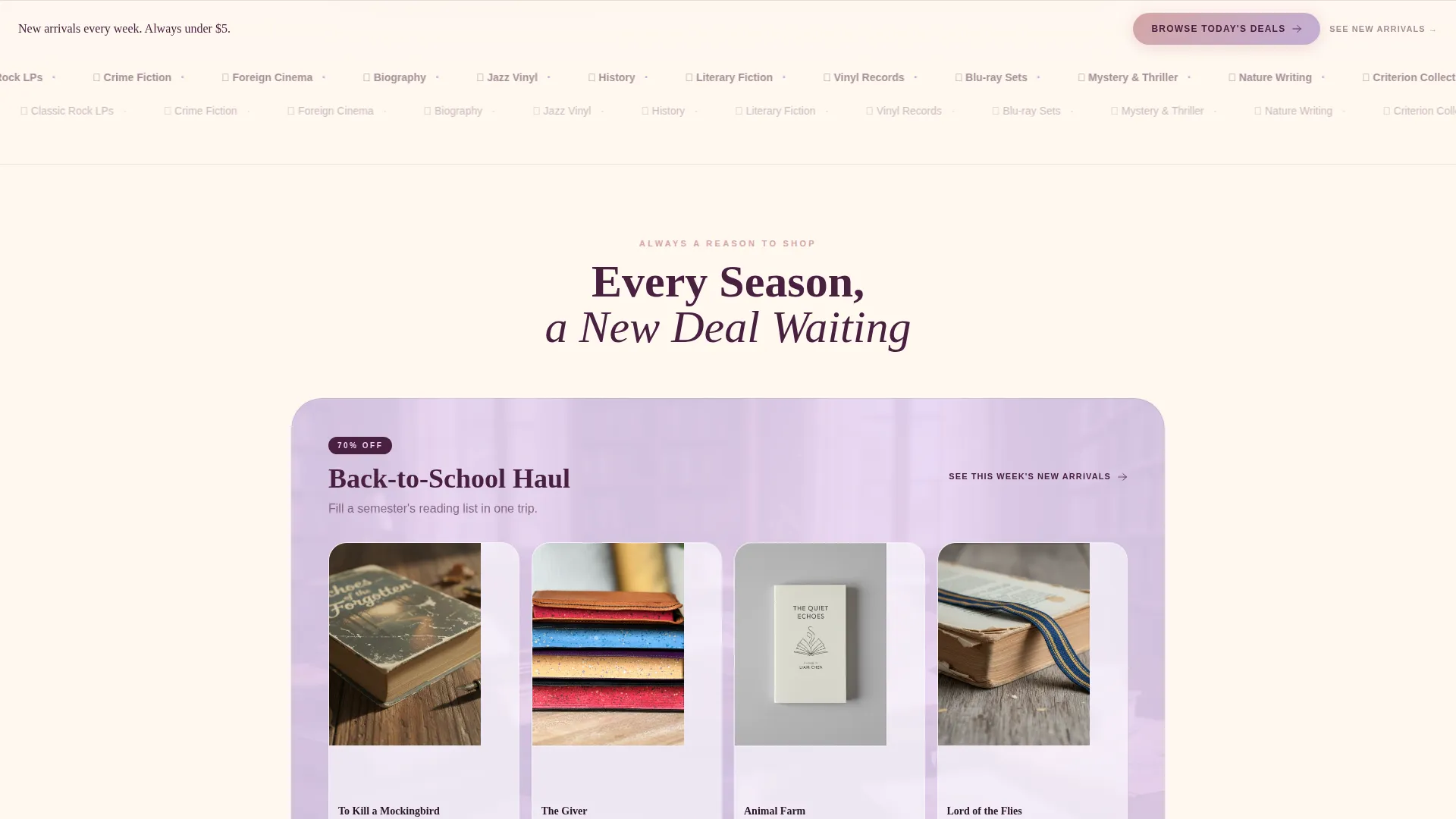 Discount Bookstore Landing Page Template