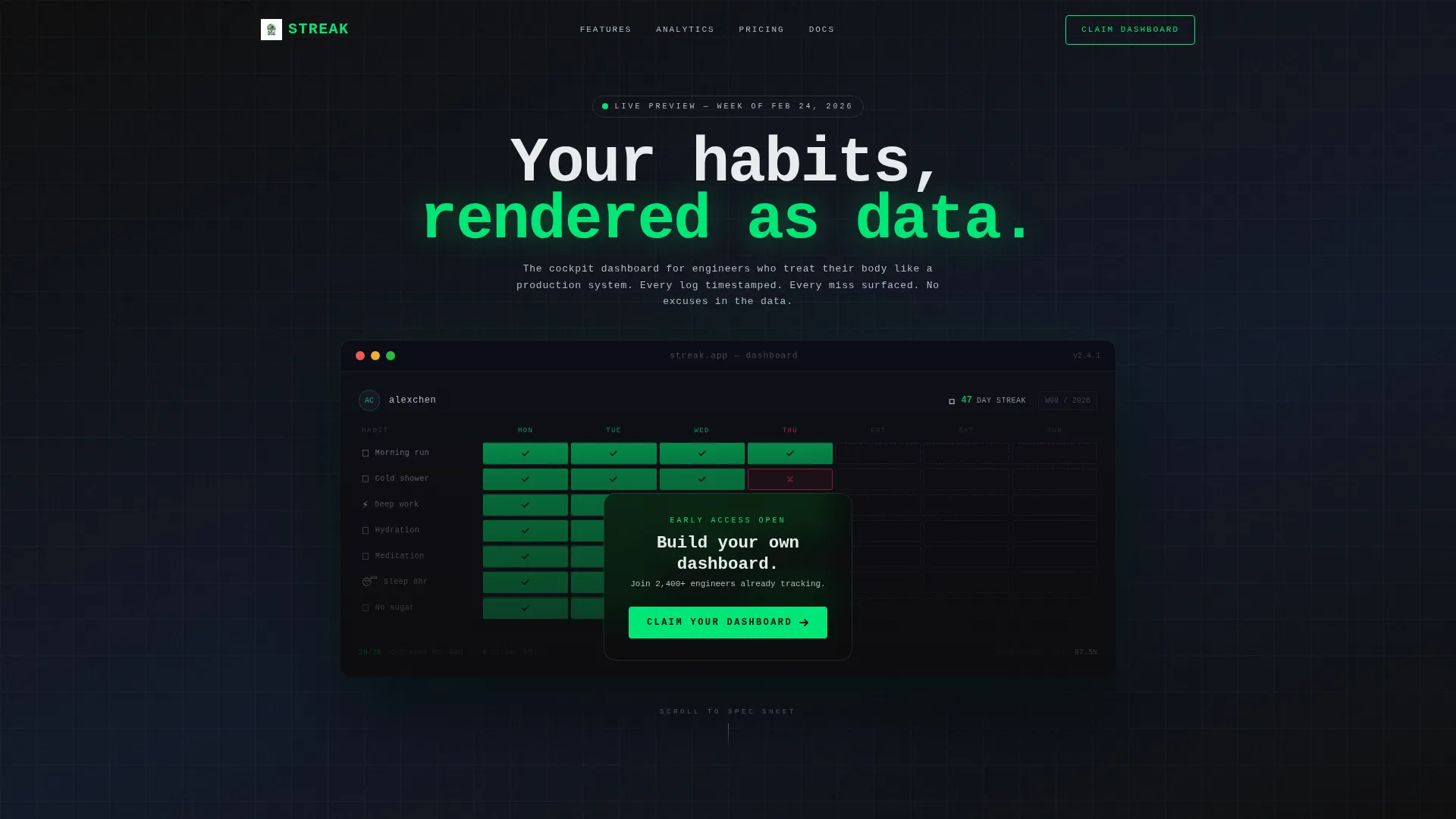 Habit Tracking App Bento Grid Landing Page Template