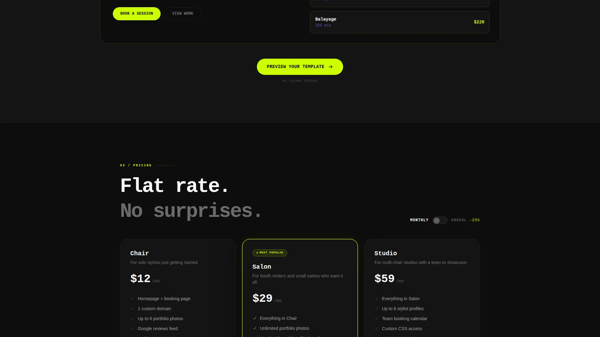 Hair Salon Reviews Website Template