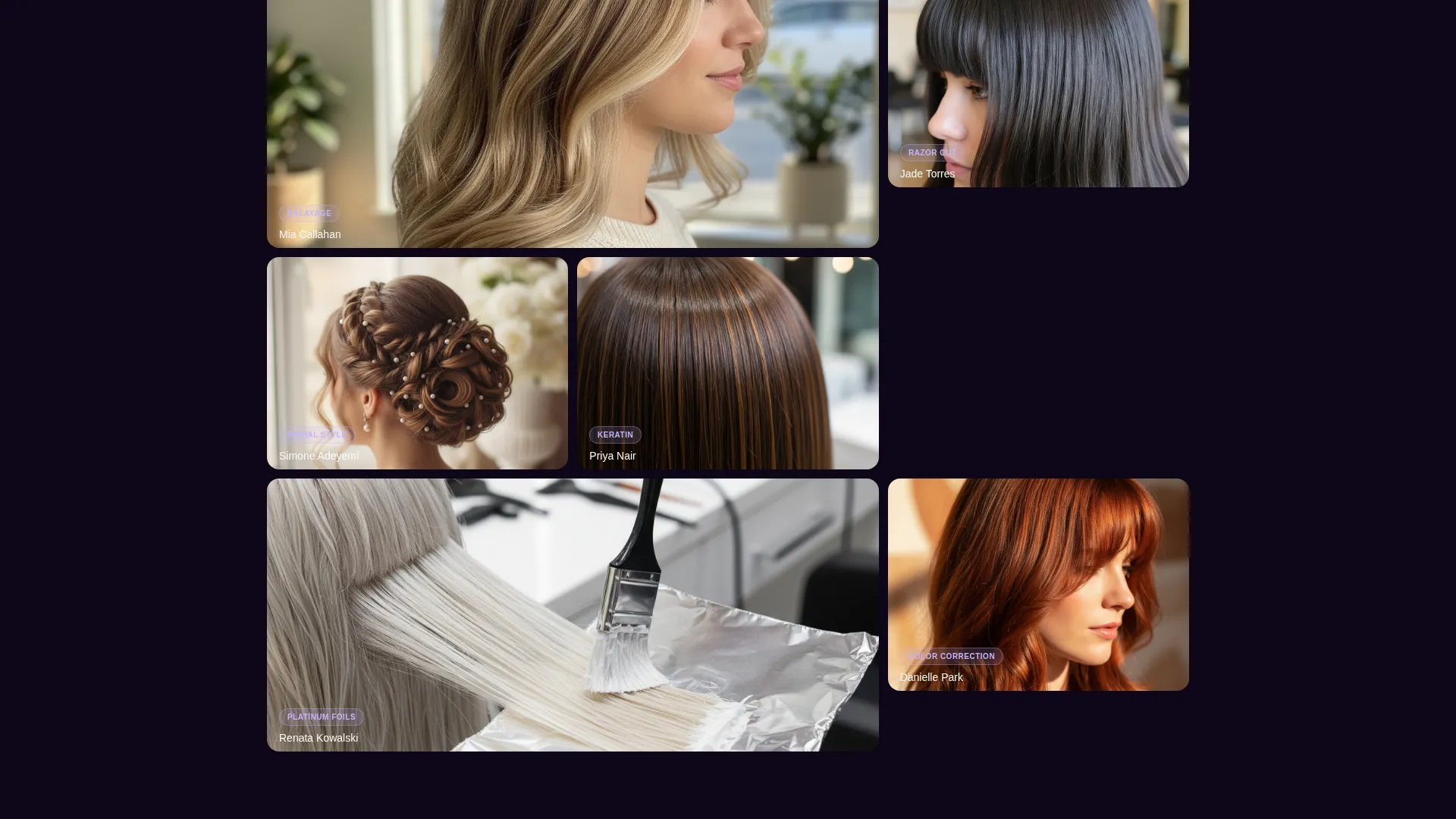 Hair Salon Team Stylist Profiles Website Template