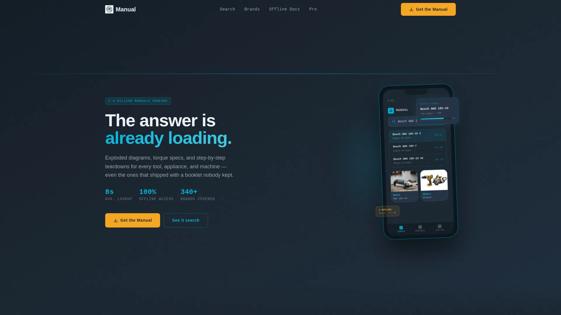 Hardware Product Manual Landing Page Template