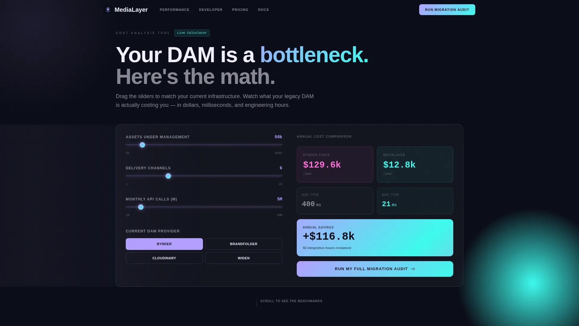 DAM Landing Page Template | Tech Glass Card Grid