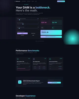 DAM Landing Page Template | Tech Glass Card Grid