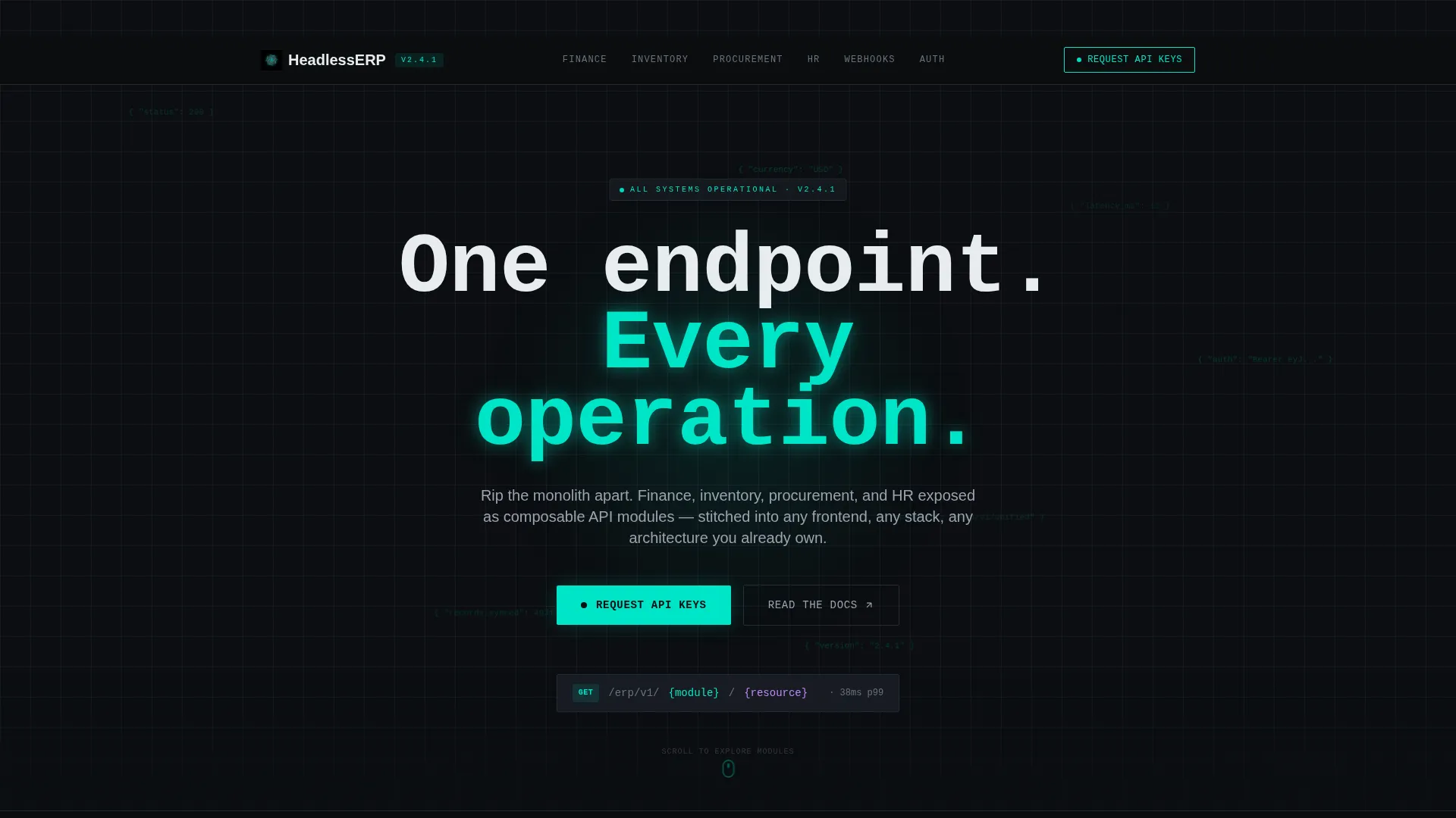 ERP Landing Page Template - API-First Hub & Spoke