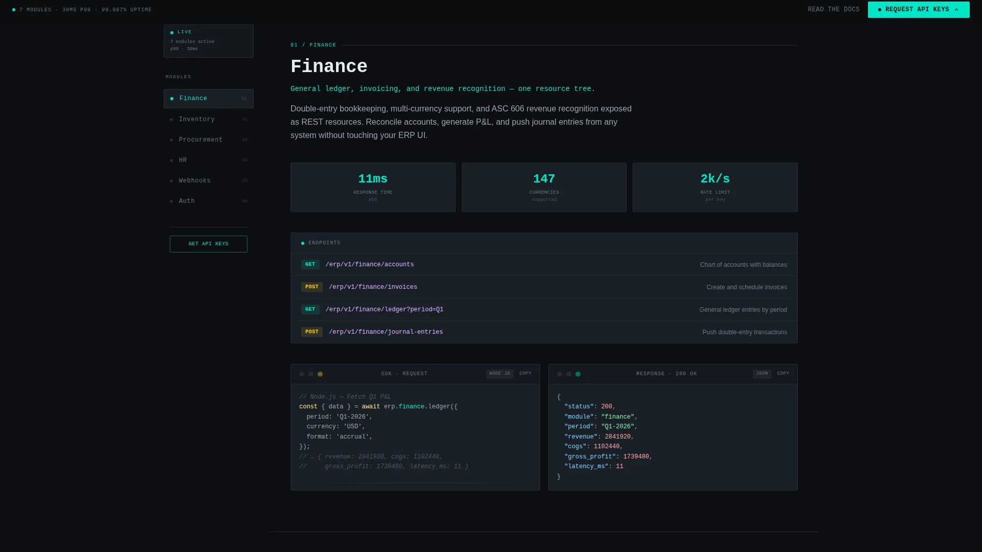 ERP Landing Page Template - API-First Hub & Spoke