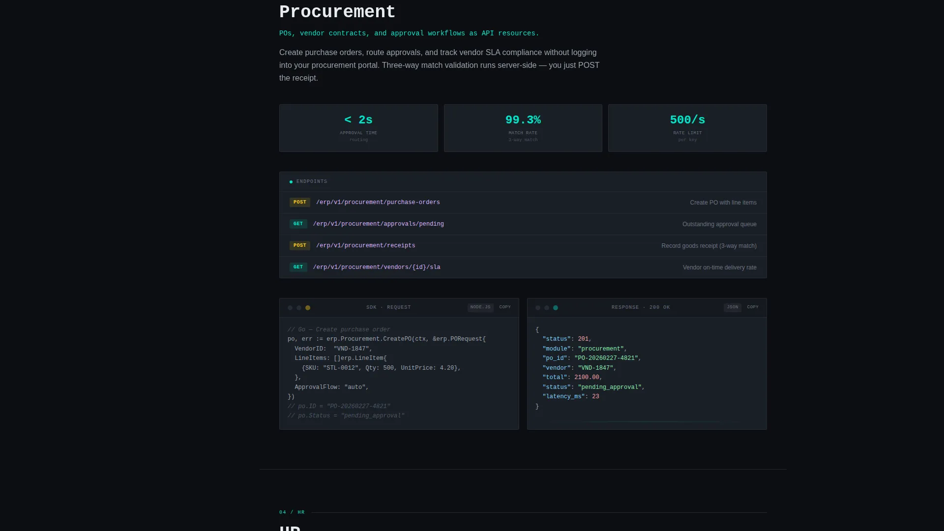 ERP Landing Page Template - API-First Hub & Spoke