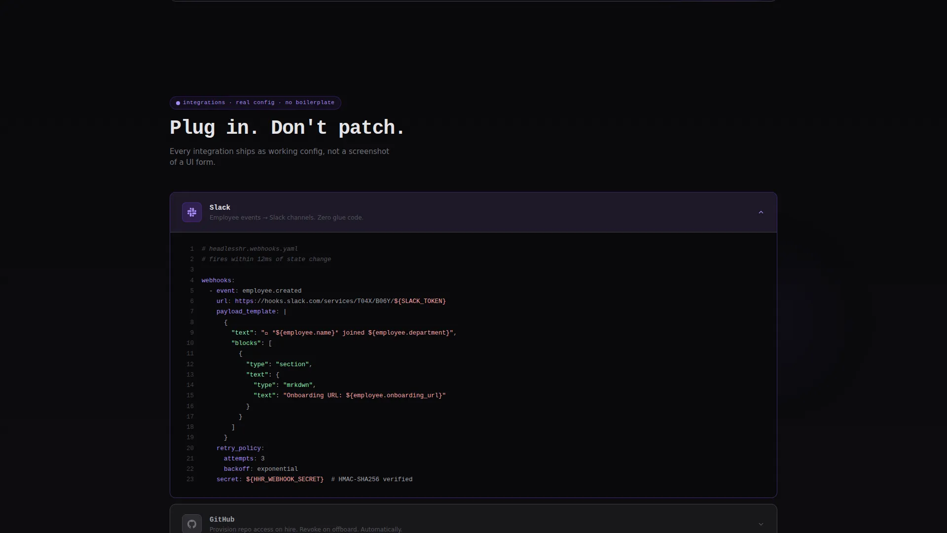 HRM Landing Page Template for API-First Teams