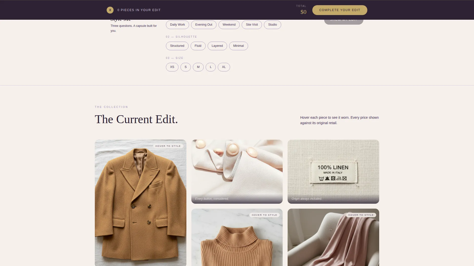Curated Boutique Clothing Landing Page Template