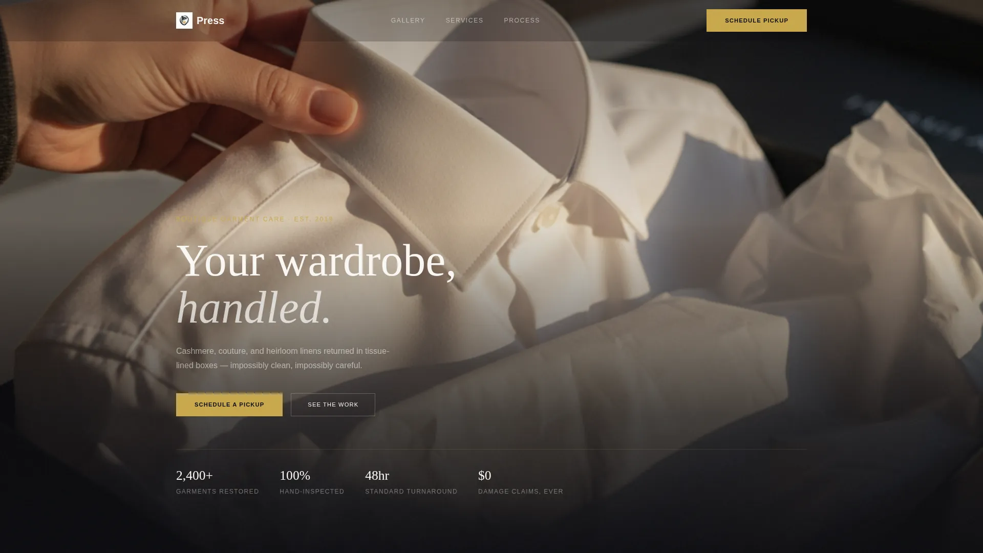 Luxe Garment Care Landing Page Template