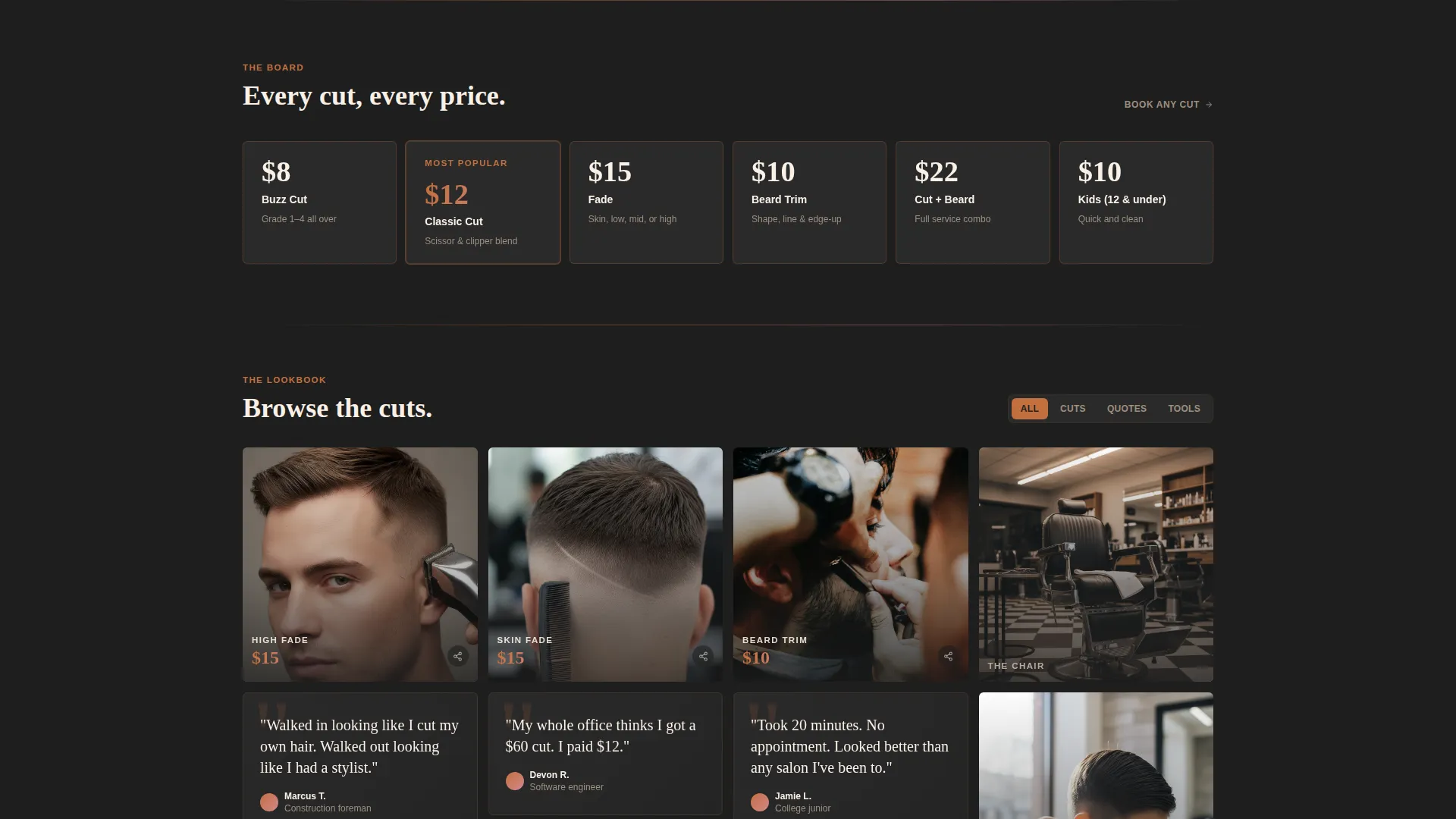 Budget Barbershop Landing Page Template