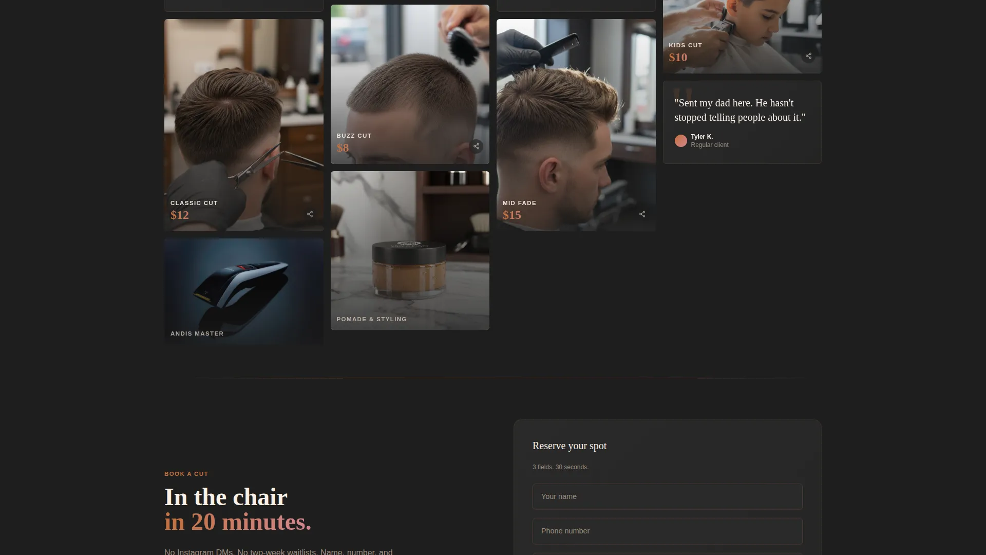 Budget Barbershop Landing Page Template