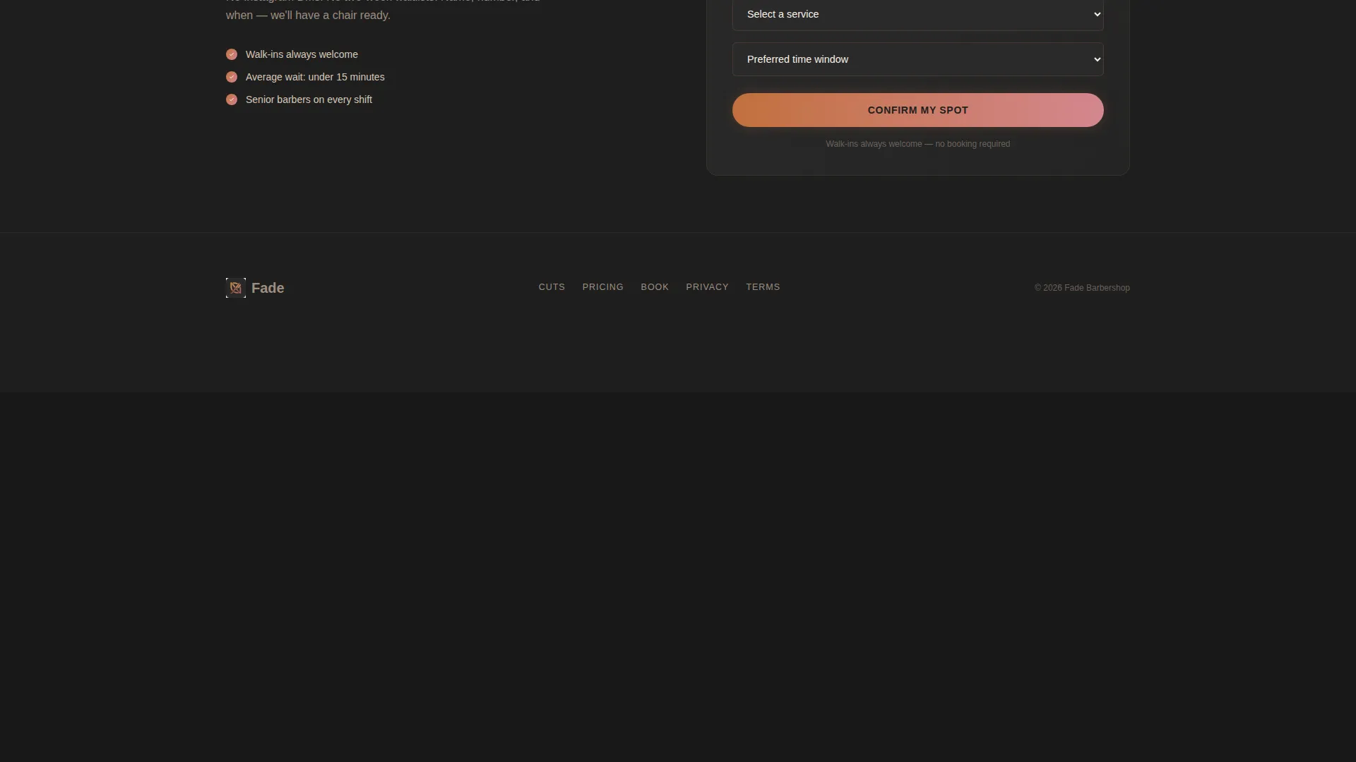 Budget Barbershop Landing Page Template