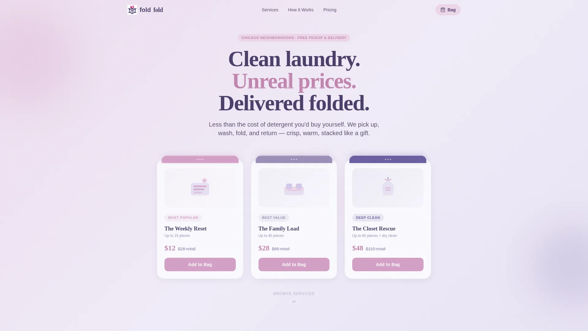 Elegant Budget Laundry Service Landing Page Template