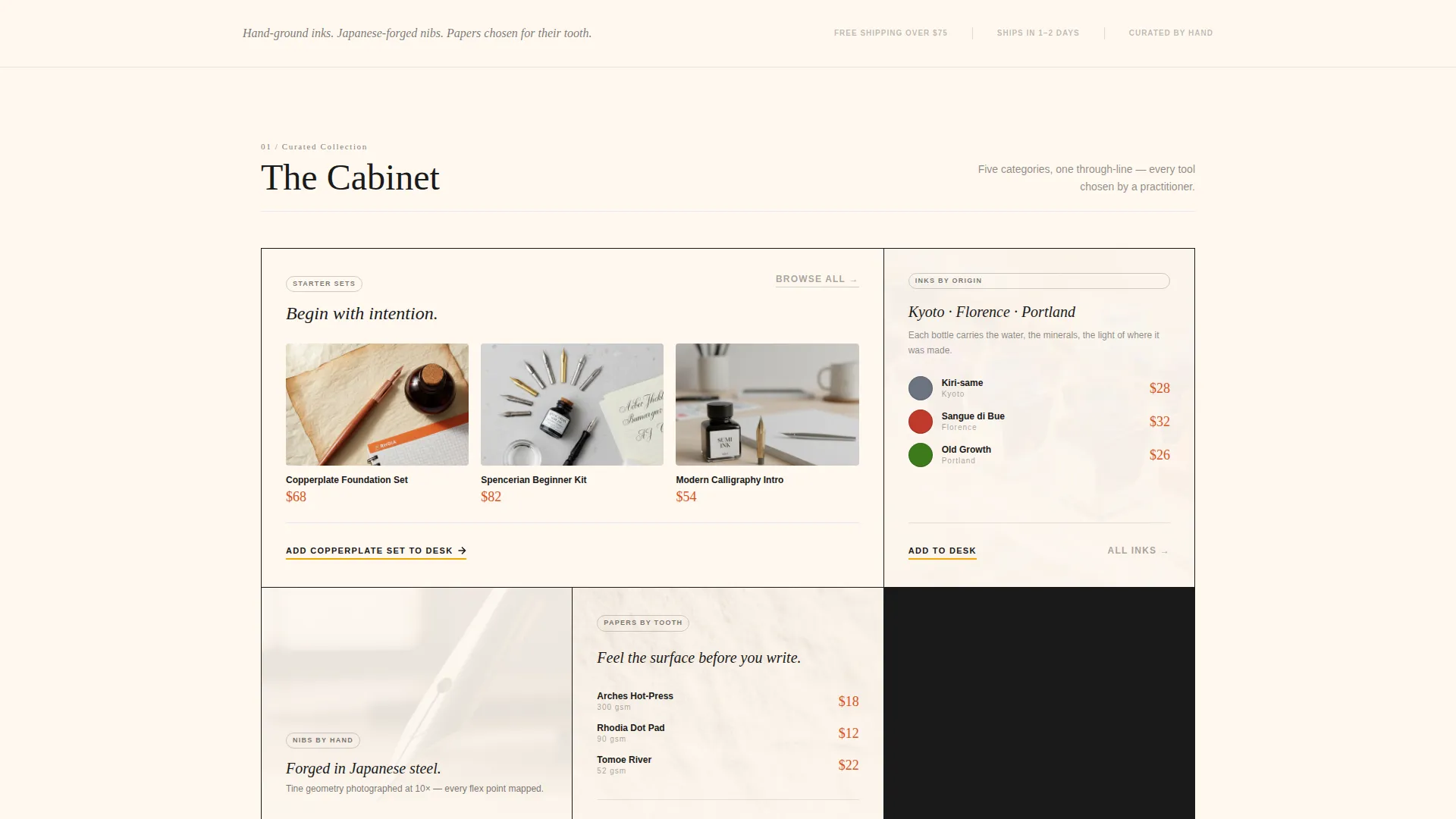 Artisan Calligraphy Shop Landing Page Template