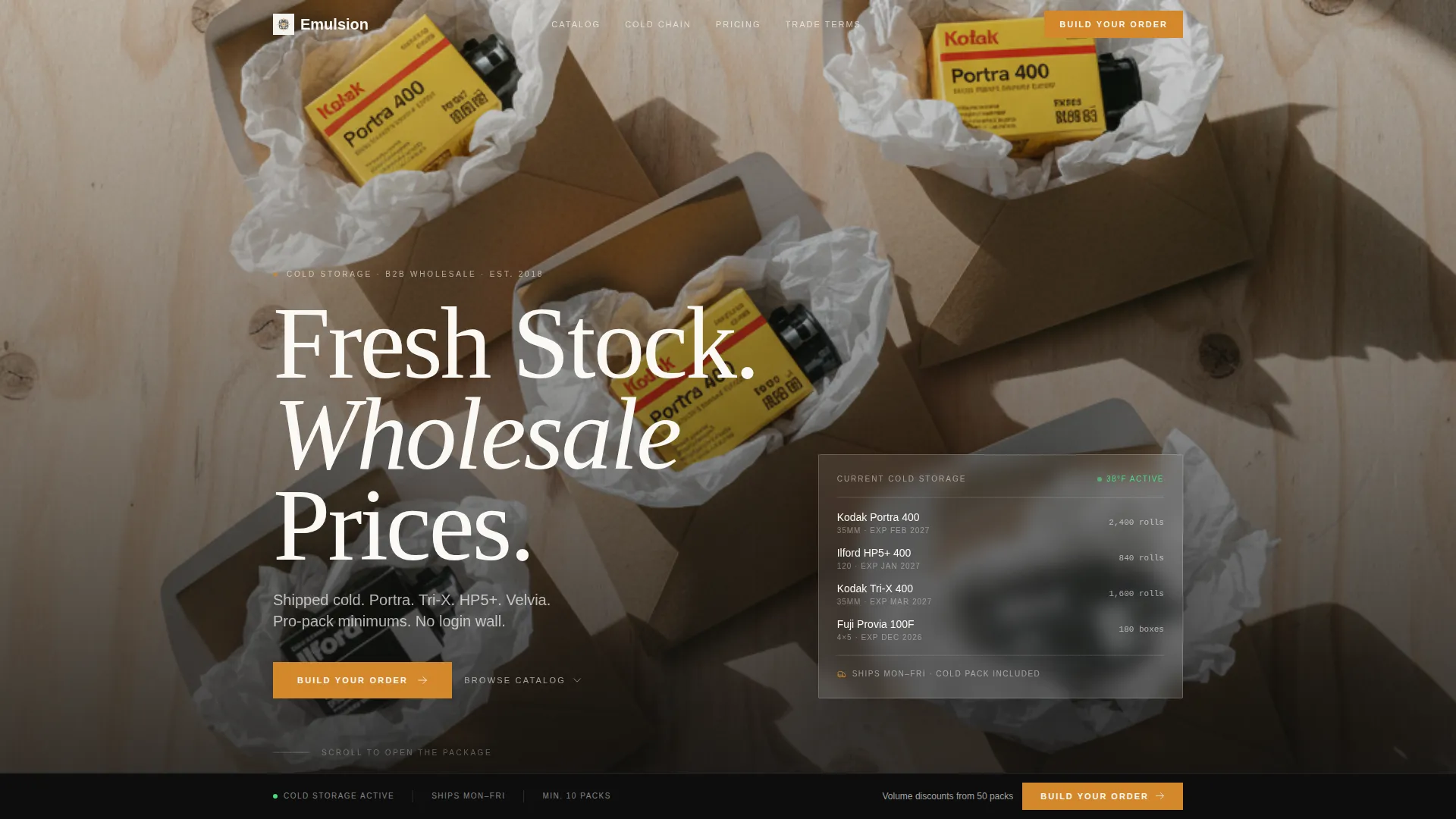 Analog Photography Wholesale Landing Page Template