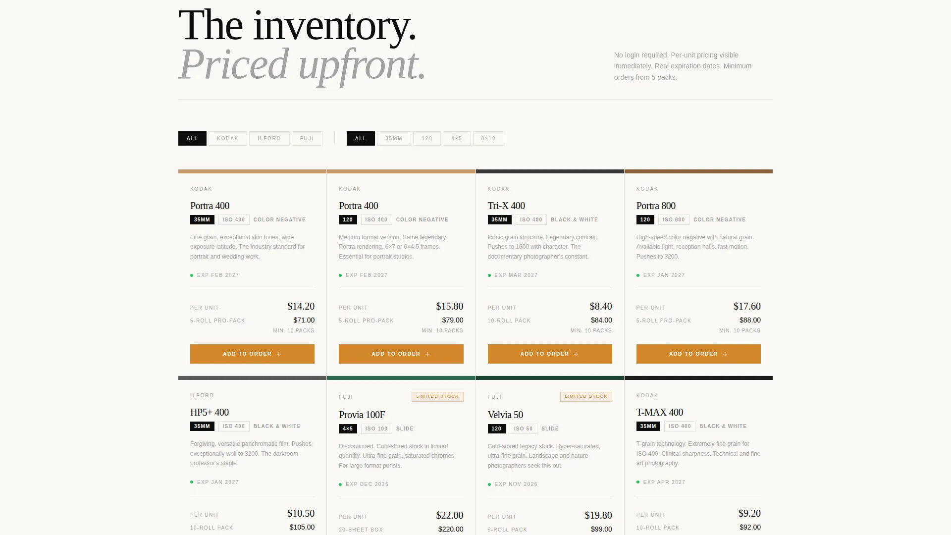 Analog Photography Wholesale Landing Page Template