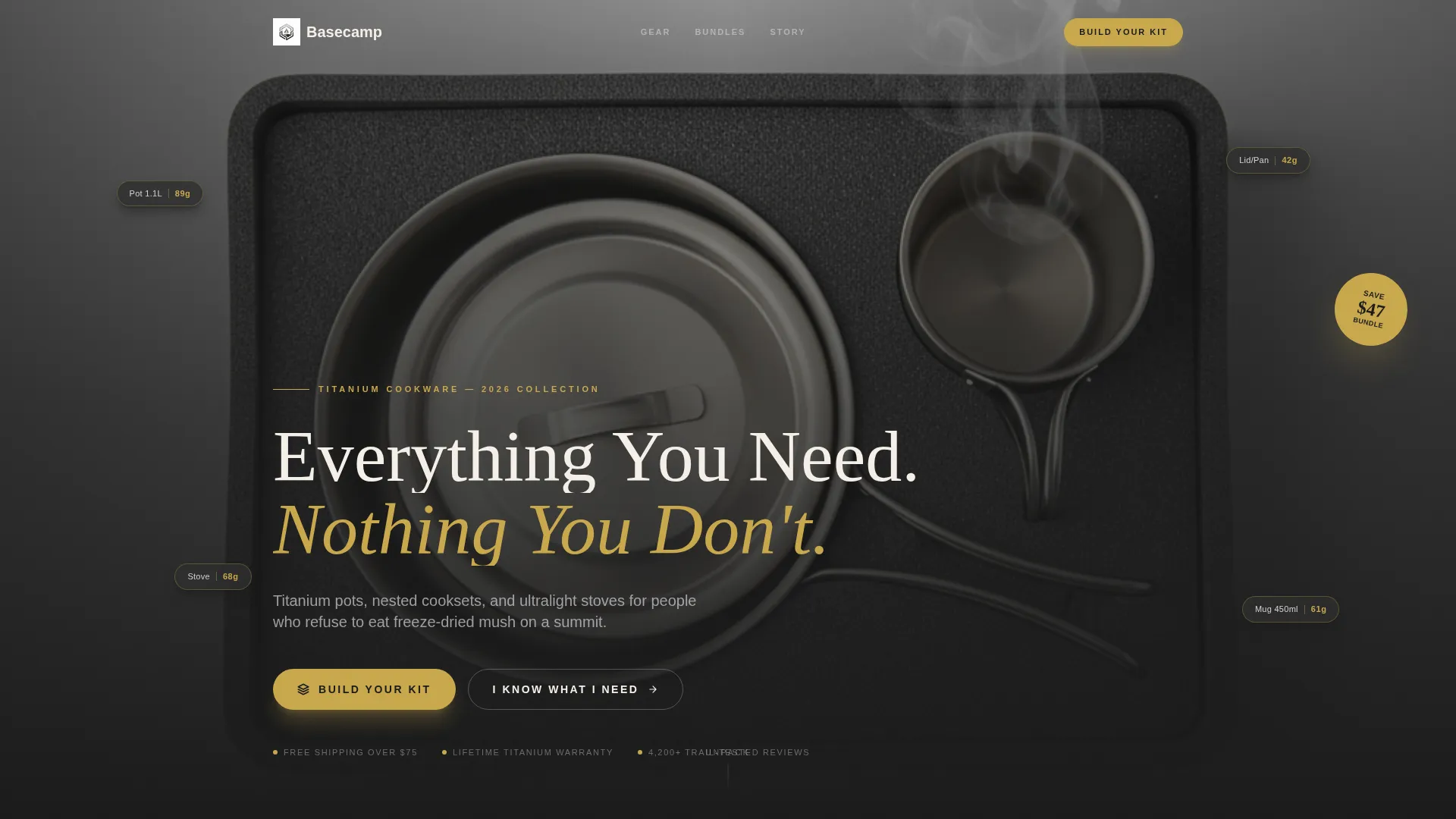 Premium Cookware & Gear Store Landing Page