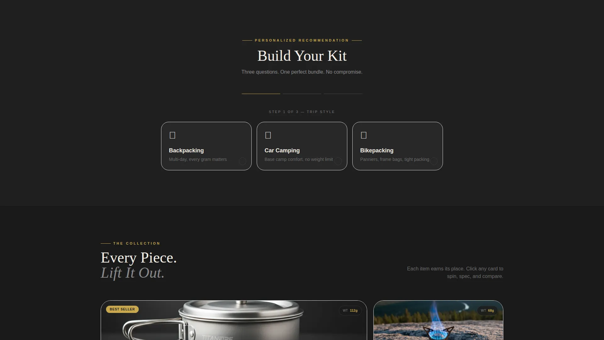 Premium Cookware & Gear Store Landing Page