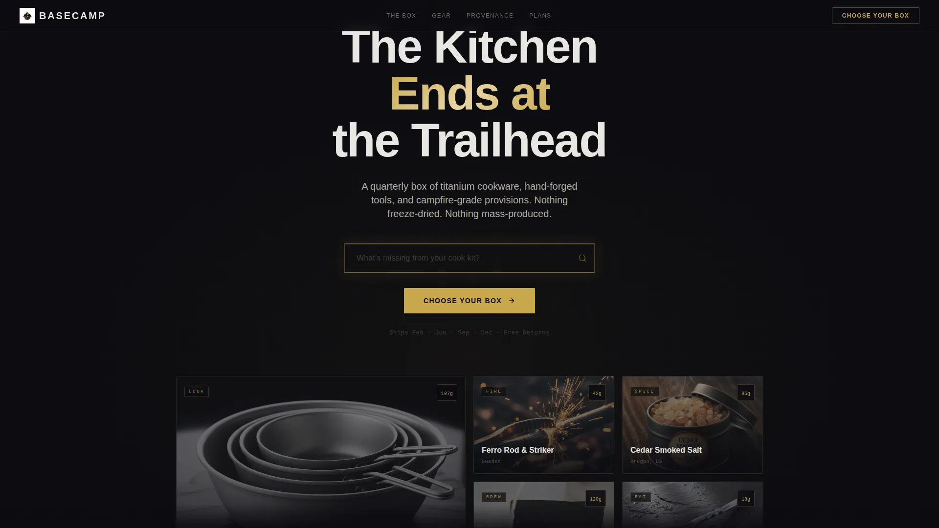 Premium Camping Gear Subscription Landing Page