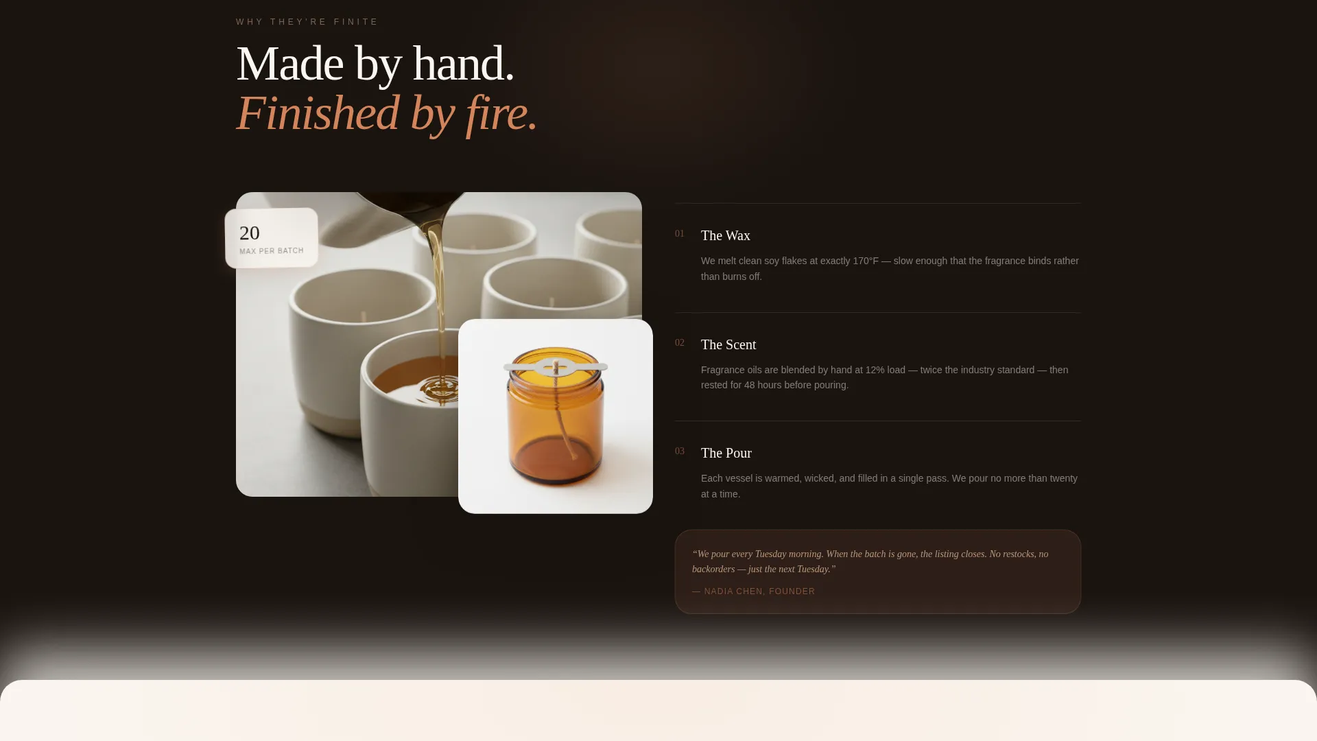 Luxe Candle Landing Page Template for Limited Drops