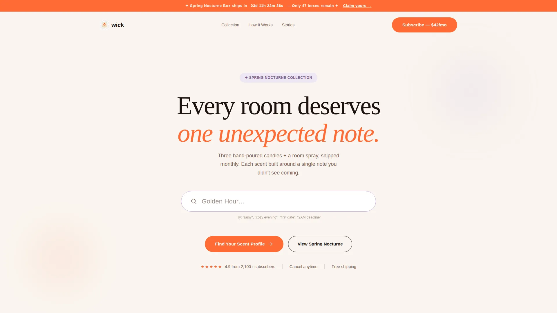 Luxe Candle Subscription Box Landing Page Template
