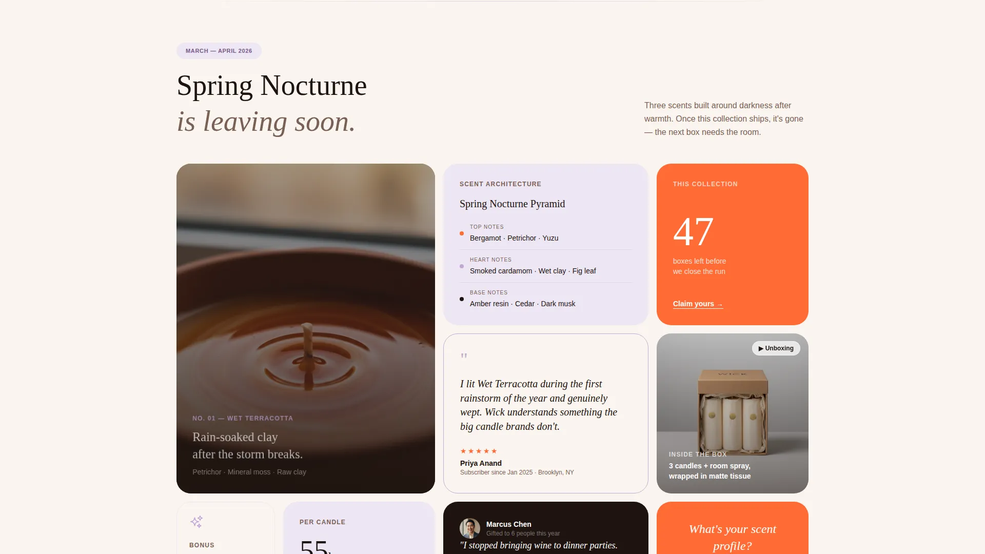 Luxe Candle Subscription Box Landing Page Template