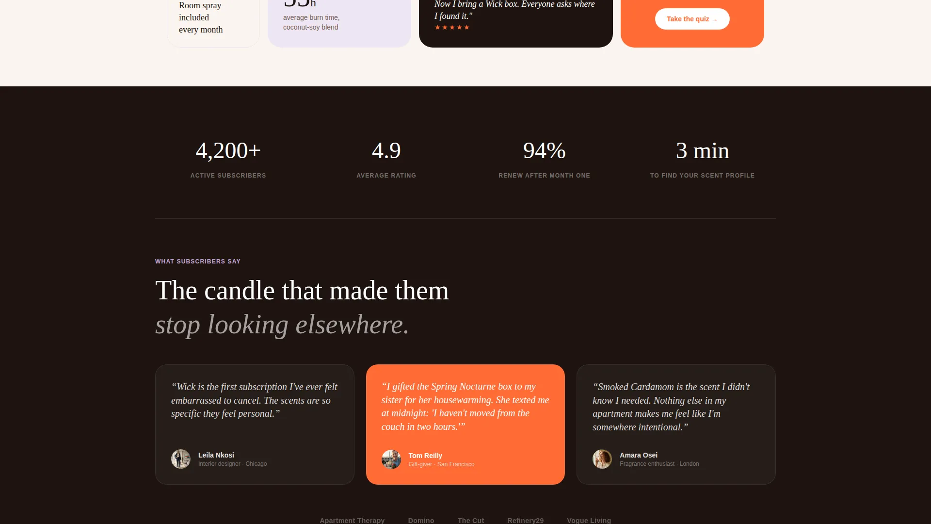 Luxe Candle Subscription Box Landing Page Template