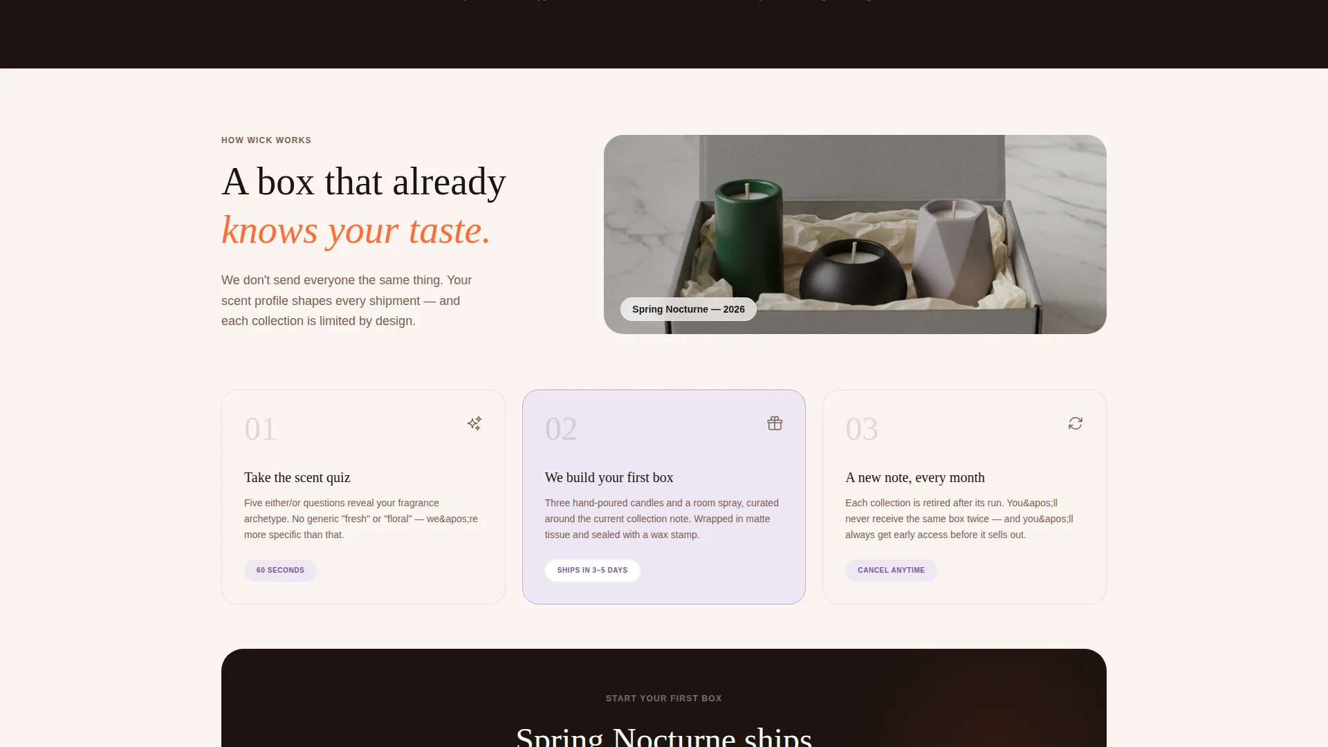 Luxe Candle Subscription Box Landing Page Template