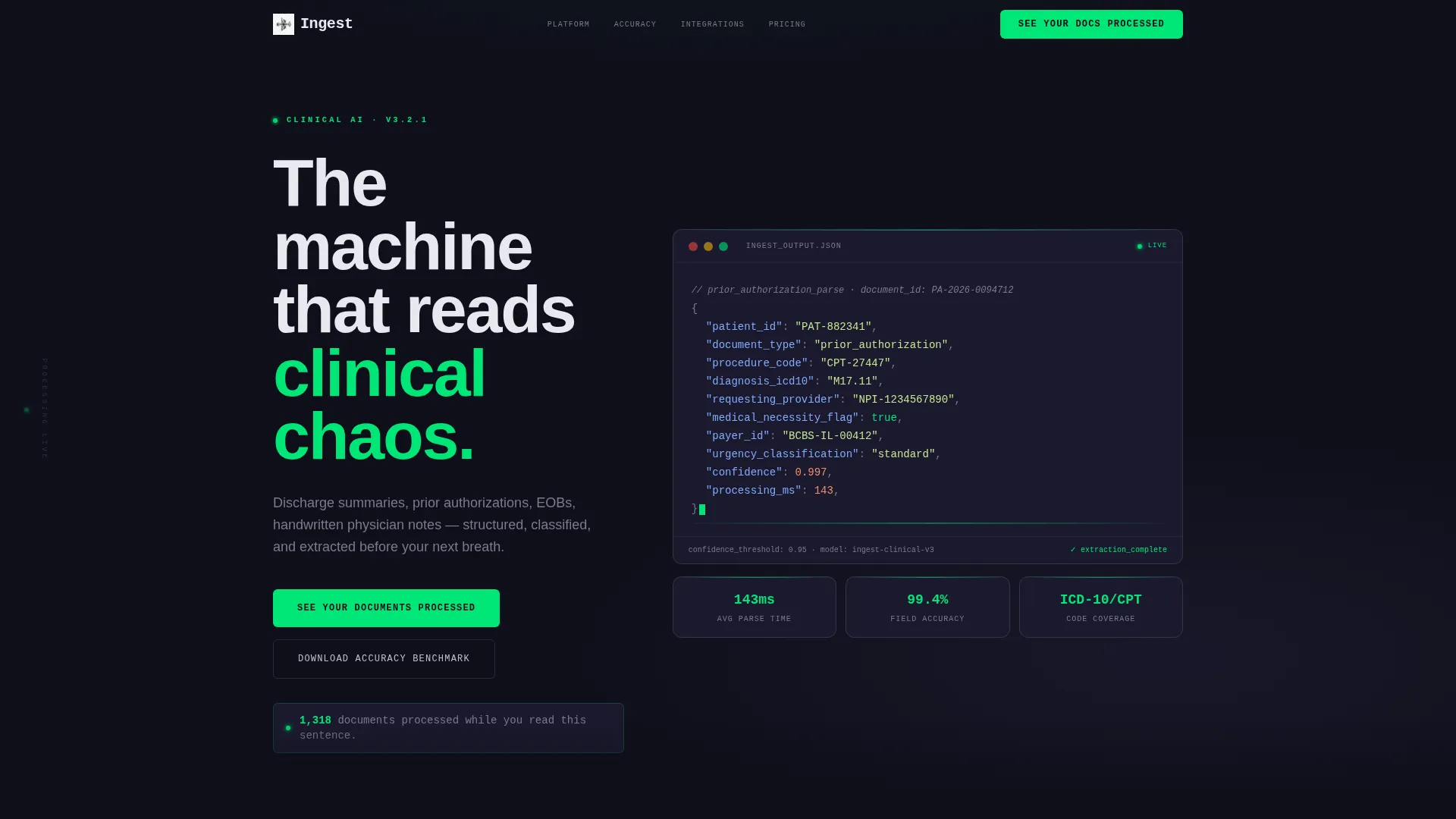 Healthcare AI Document Processing Landing Page