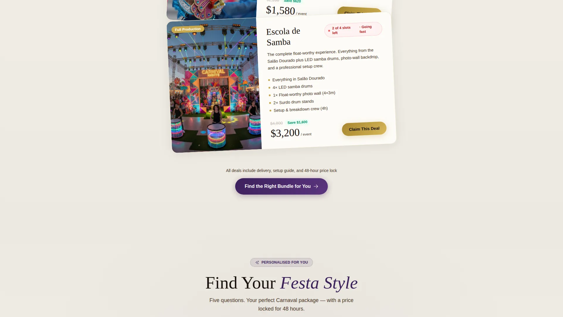 Luxe Carnival Rental Landing Page Template