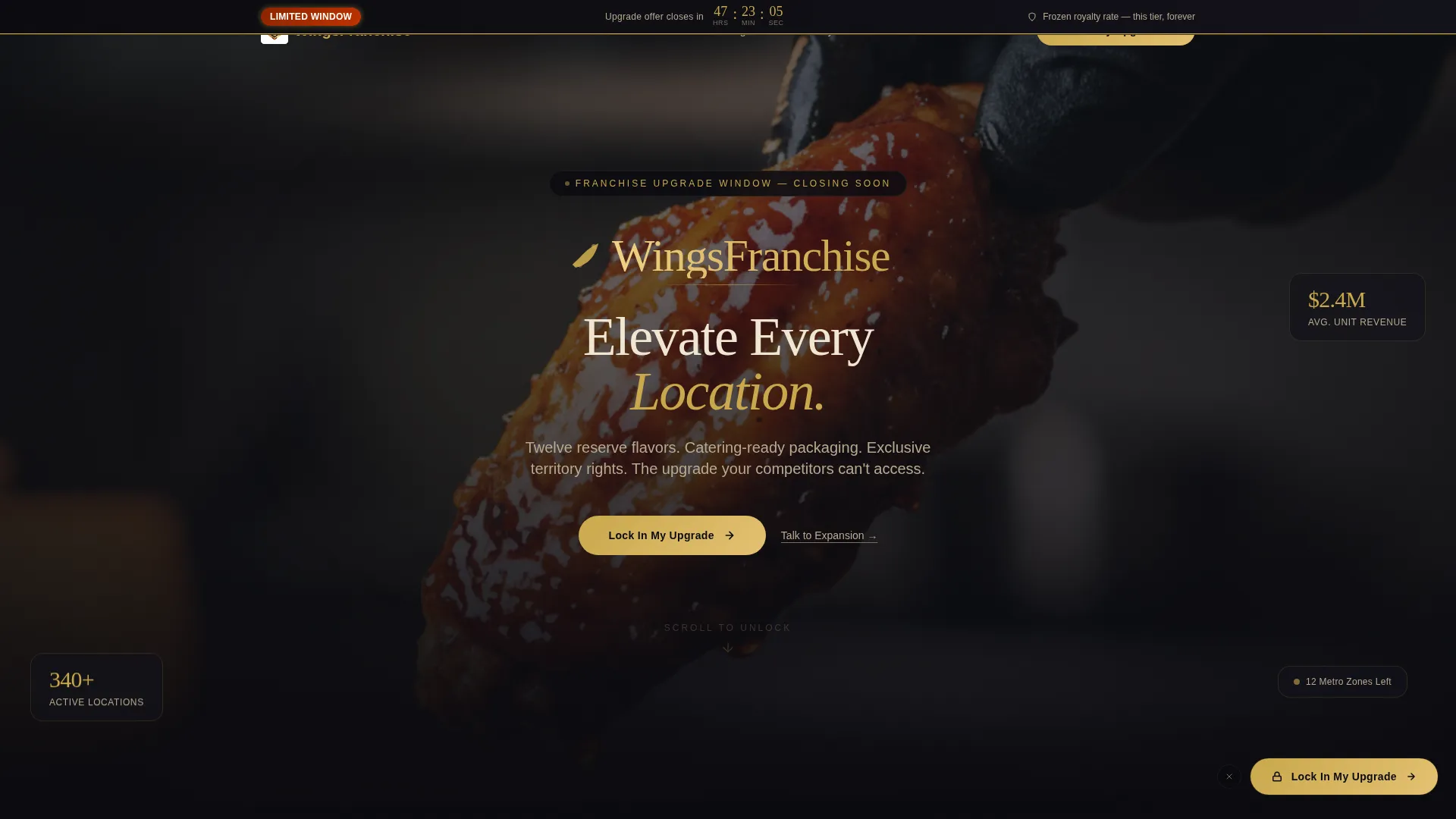 Luxe Franchise Landing Page Template for Upsell