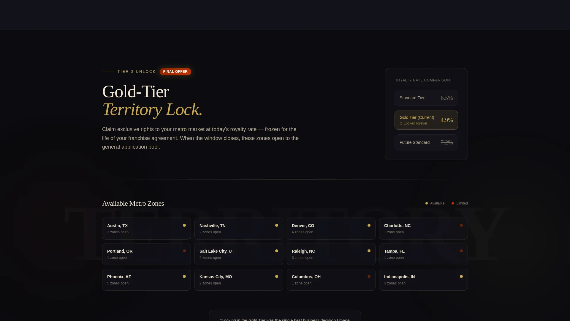 Luxe Franchise Landing Page Template for Upsell