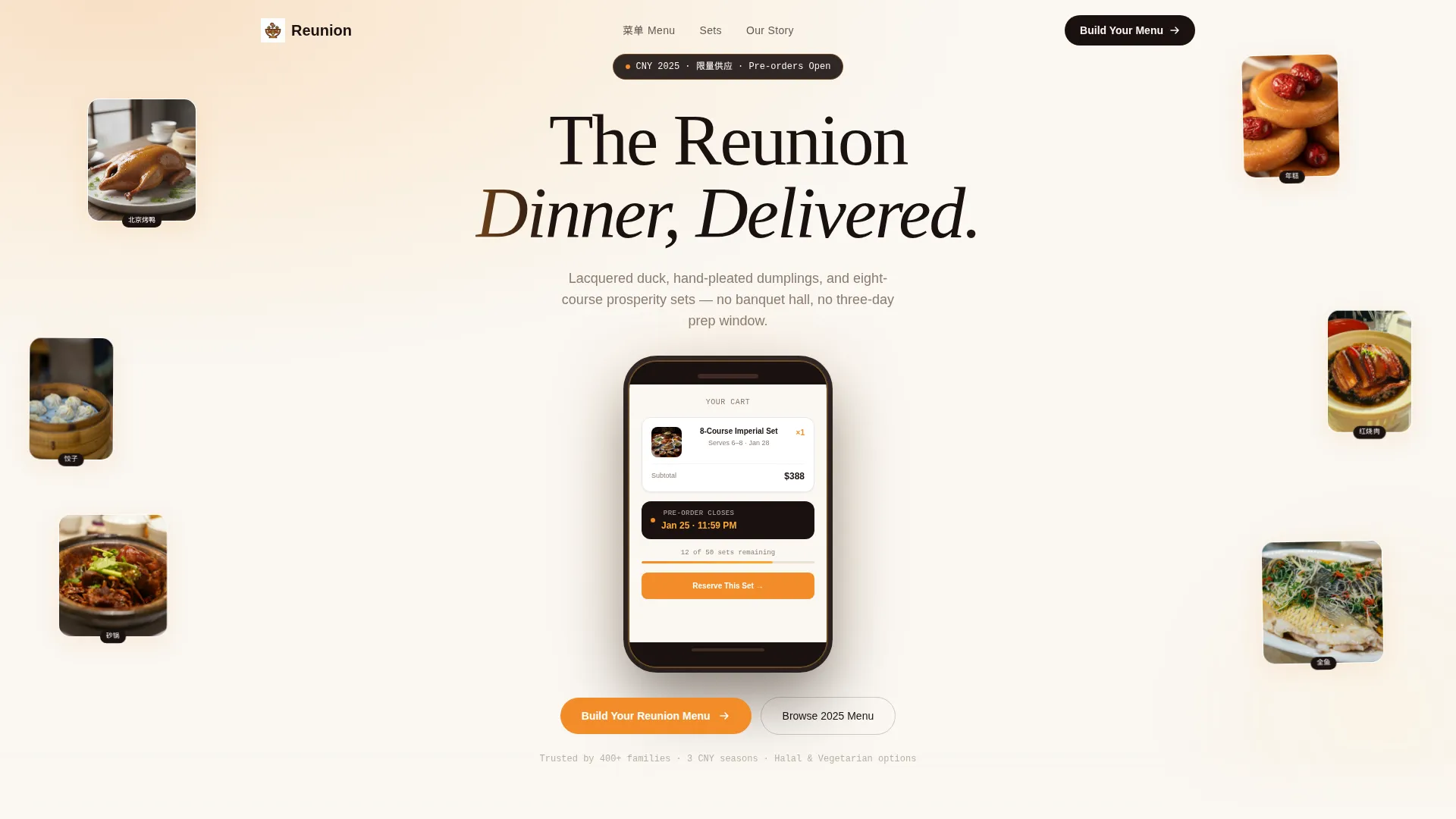 Luxe Chinese New Year Catering Landing Page Template
